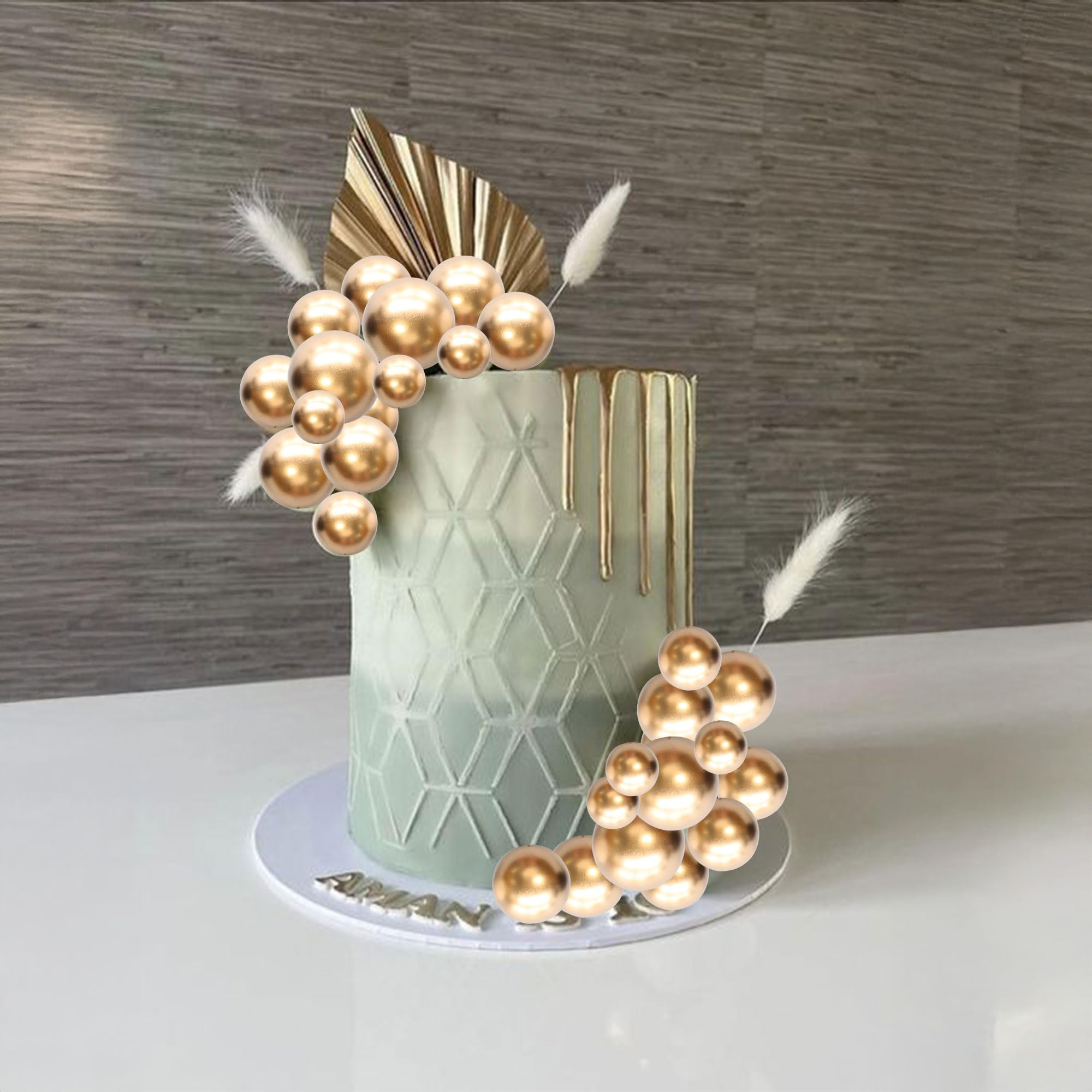 Gyufise 30Pcs Mini Balloon Cake Toppers – Gold Foam Ball Picks for Parties