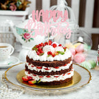 Gyufise 1Pcs Happy Birthday Cake Topper Glitter Pink – Cake Decoration