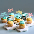 Gyufise 24Pcs Glitter Birthday Cupcake Toppers – 6 Colors, Ready-to-Insert Party Decor