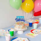 Gyufise Happy Birthday Cake Topper Glitter Blue - 1 Piece Cake Decoration Pick
