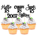 Gyufise 30 Pack Black Glitter 18th Birthday Cupcake Toppers – Hello Sweet 18