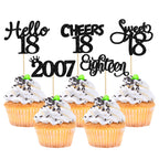Gyufise 30 Pack Black Glitter 18th Birthday Cupcake Toppers – Hello Sweet 18