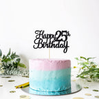 Gyufise 25th Birthday Cake Topper – Glitter Black, 1Pc | Cheers to 25 Years