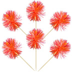 Gyufise 30Pcs Foil Firework Cupcake Toppers Dark Orange – Sparkle Tinsel Cake Decorations for Birthday Parties