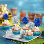 Gyufise 30 Pcs Foil Firework Cupcake Toppers – Sparkle Tinsel Cake Decorations for Birthday, Wedding & Party