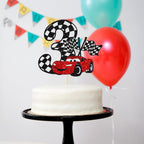 Gyufise Race Car Cake Topper Glitter – 3rd Birthday, Checkered Flag Theme