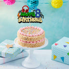 Gyufise 8th Birthday Video Game Cake Topper – Glitter Controllers for Boys Party Decor