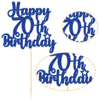 Gyufise 70th Birthday Cake Topper – Glitter 70 & Fabulous (Blue), Cheers to 70 Years