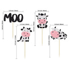 Gyufise 24Pcs Cow Cupcake Toppers - Glitter Farm Animals Moo Picks for Baby Shower & Birthday Cakes