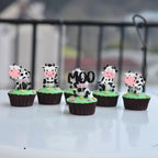 Gyufise 24Pcs Cow Cupcake Toppers - Glitter Farm Animals Moo Picks for Baby Shower & Birthday Cakes