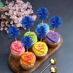 Gyufise 30Pcs Foil Firework Cupcake Toppers - Sparkle Tinsel Cake Decor (Dark Blue)