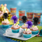 Gyufise 30Pcs Foil Firework Cupcake Toppers – Sparkle Tinsel Decorations
