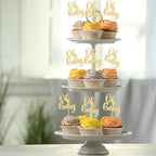 Gyufise 36 Pack Oh Baby Cupcake Toppers – Glitter Gold Cake Decorations for Baby Shower & Birthday