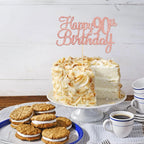Gyufise 90th Birthday Cake Topper – Rose Gold Glitter, Ready-to-Insert