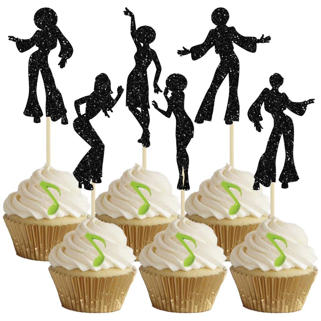 Gyufise 24Pcs 70's Disco Cupcake Toppers – Disco Ball Party Decor
