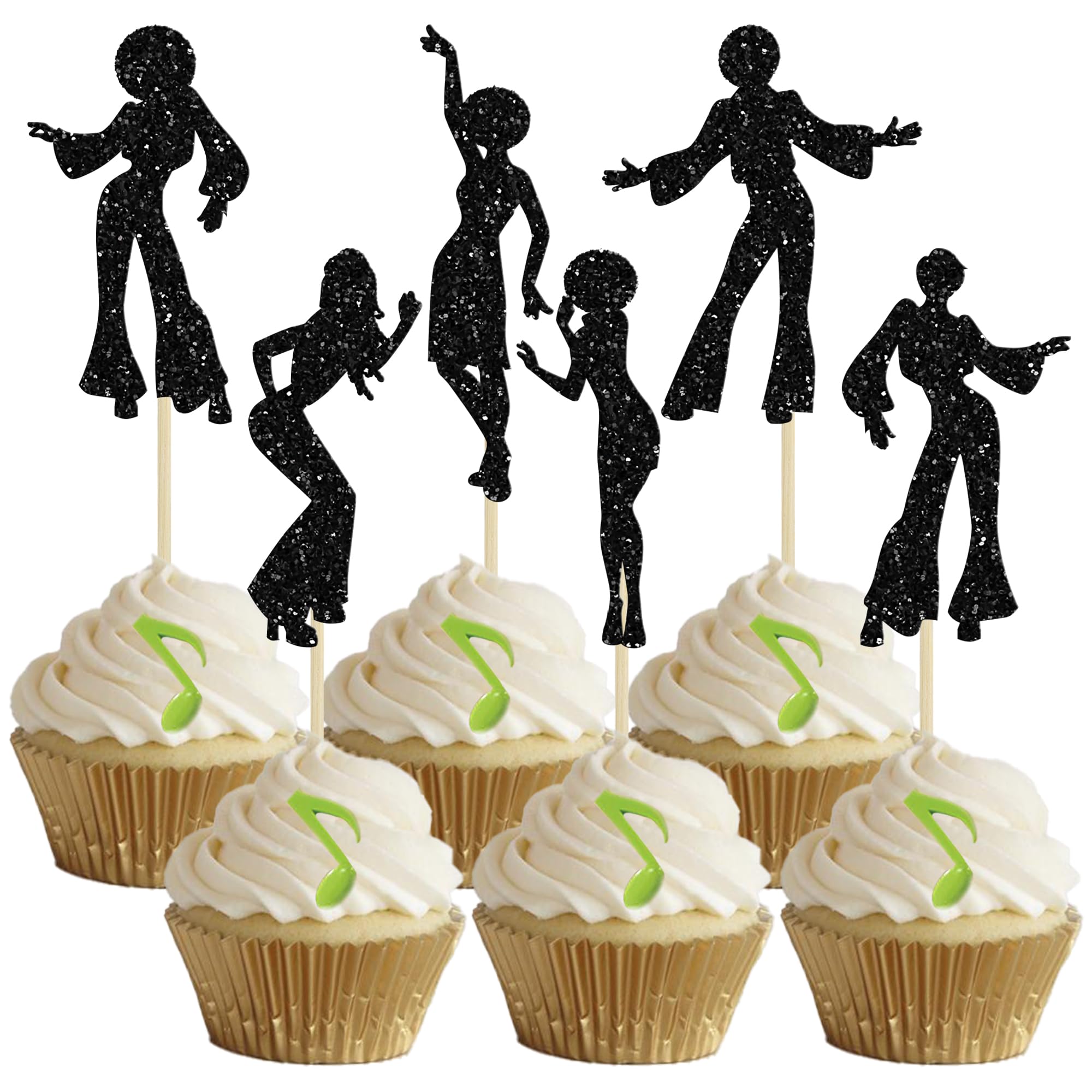 Gyufise 24Pcs 70's Disco Cupcake Toppers – Disco Ball Party Decor