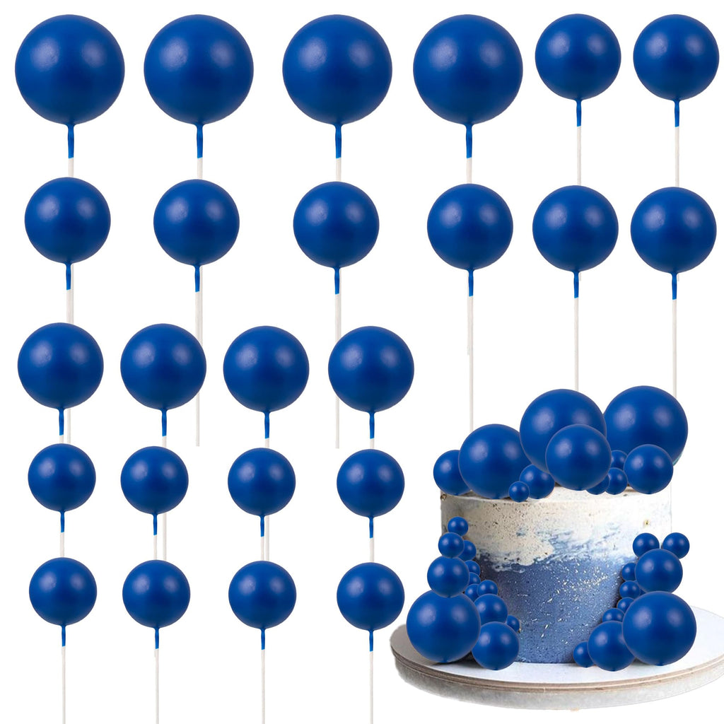Gyufise 30Pcs Ball Cupcake Toppers – Foam Ball Cake Picks, Royal Blue