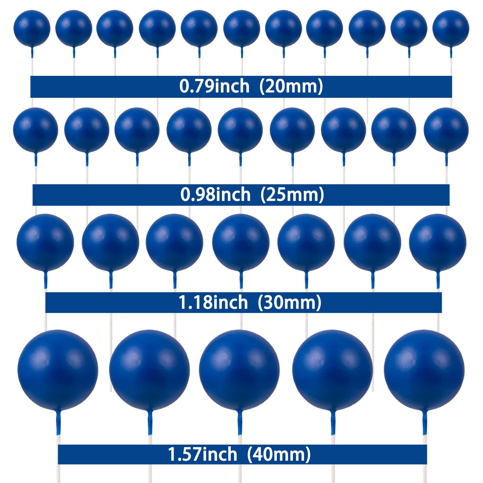 Gyufise 30Pcs Ball Cupcake Toppers – Foam Ball Cake Picks, Royal Blue