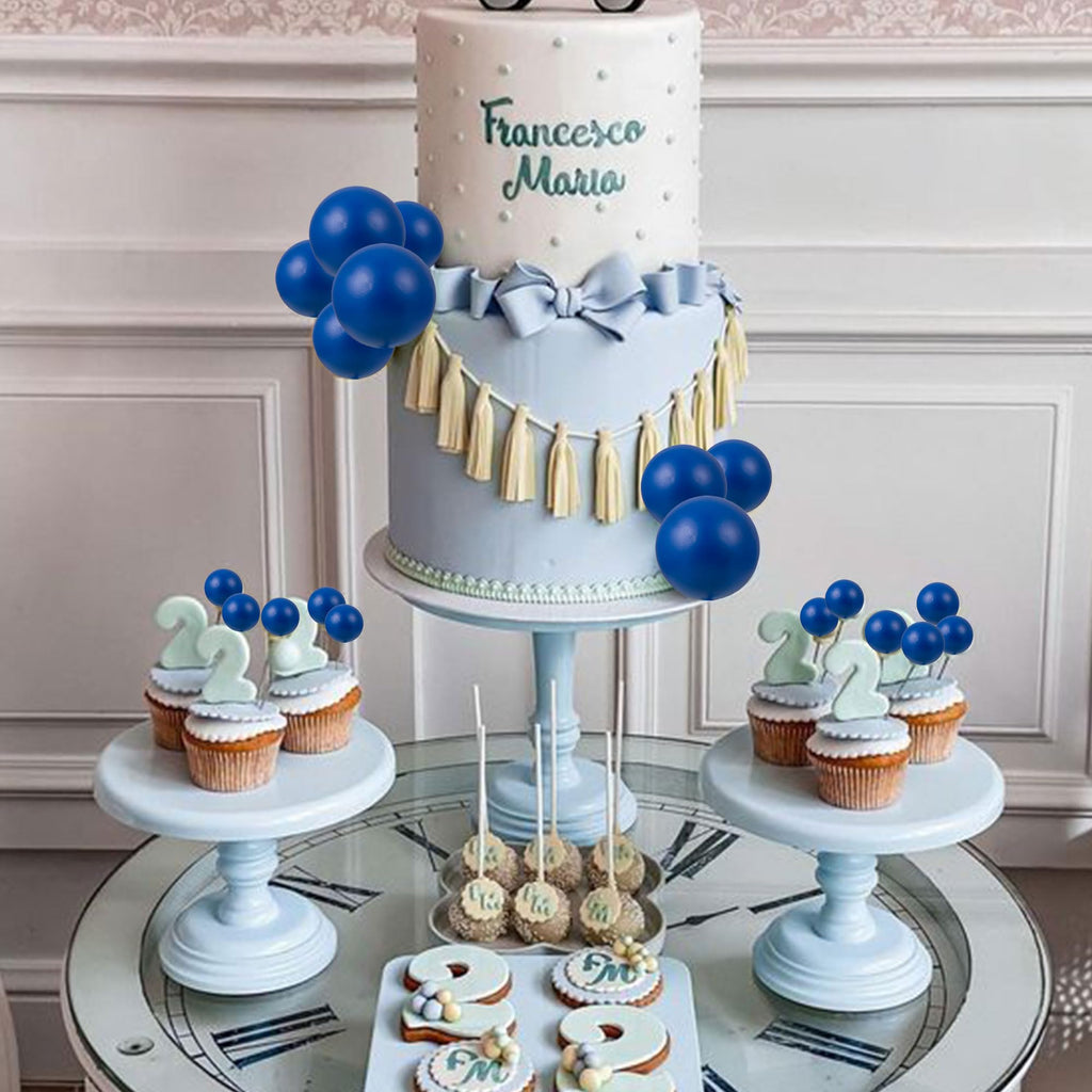 Gyufise 30Pcs Ball Cupcake Toppers – Foam Ball Cake Picks, Royal Blue