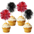 Gyufise 30Pcs Foil Firework Cupcake Toppers – Sparkle Tinsel Cake Picks for Parties