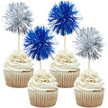 Gyufise 30 Pcs Foil Firework Cupcake Toppers – Sparkle Tinsel Cake Decorations for Birthday, Wedding & Party