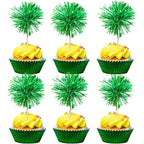 Gyufise 30Pcs Foil Firework Cupcake Toppers – Sparkle Tinsel Decorations, Dark Green