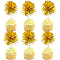 Gyufise 30Pcs Foil Firework Cupcake Toppers in Dark Gold – Sparkle Tinsel Cake Decorations