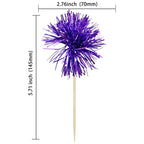 Gyufise 30Pcs Foil Firework Cupcake Toppers – Sparkle Tinsel Cake Decorations (Dark Purple) for Birthday, Wedding & Party