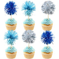 Gyufise 30Pcs Foil Firework Cupcake Toppers – Sparkle Tinsel Cake Decorations for Birthday Parties