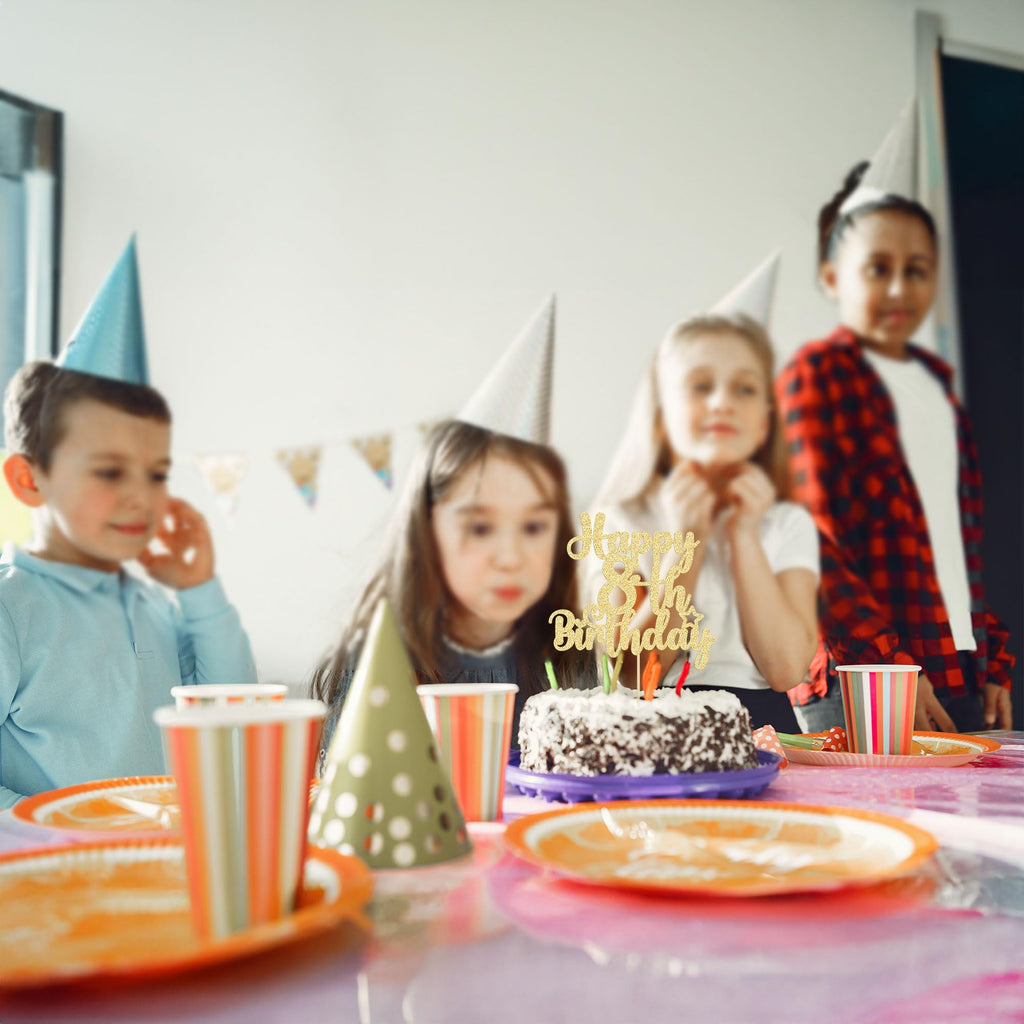 Gyufise Happy 8th Birthday Cake Topper – Glitter Gold, 8 & Fabulous, Cheers to 8 Years