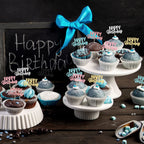 Gyufise 24Pcs Glitter Birthday Cupcake Toppers – 6 Colors, Ready-to-Insert Party Decor