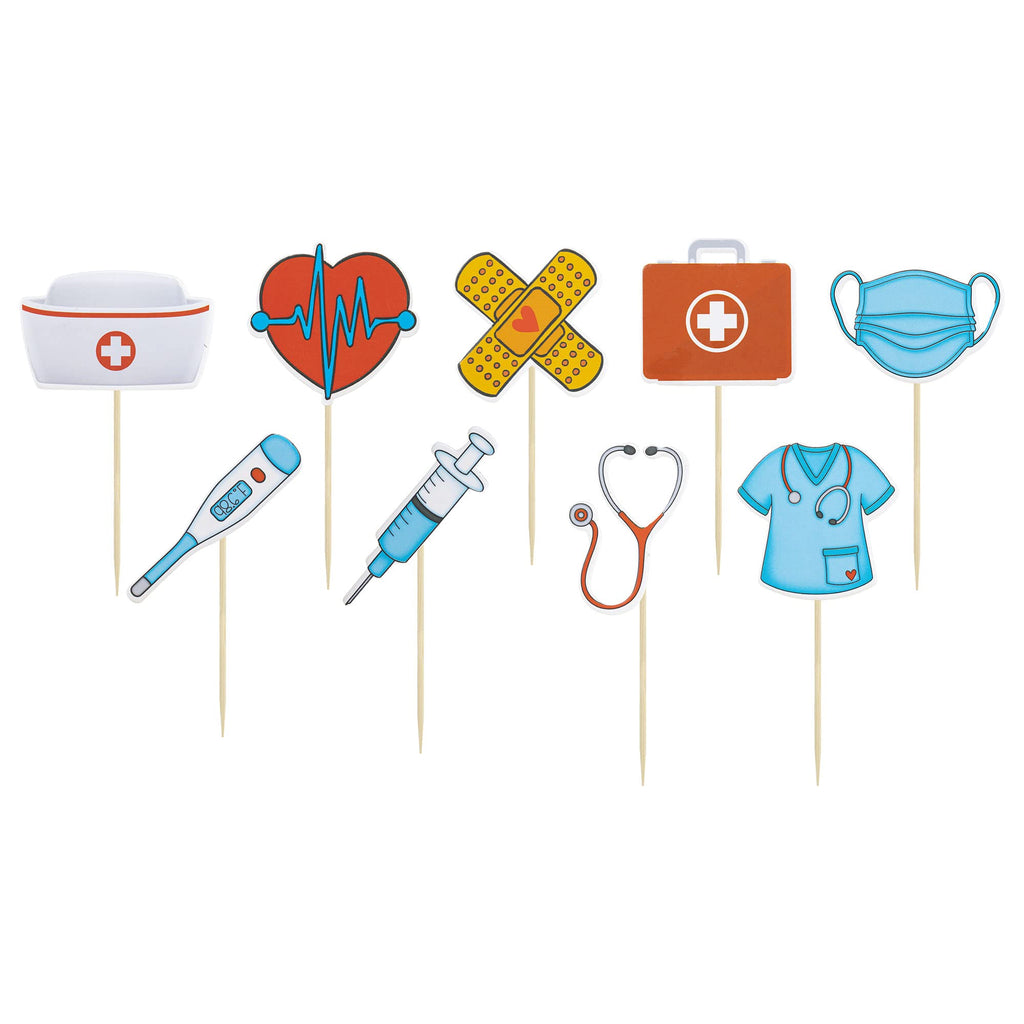Gyufise Nurse Cupcake Toppers – 36Pcs RN Graduation Cake Picks for Medical Theme Parties