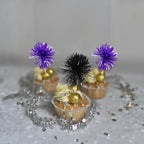 Gyufise 30Pcs Foil Firework Cupcake Toppers – Sparkle Tinsel Decorations