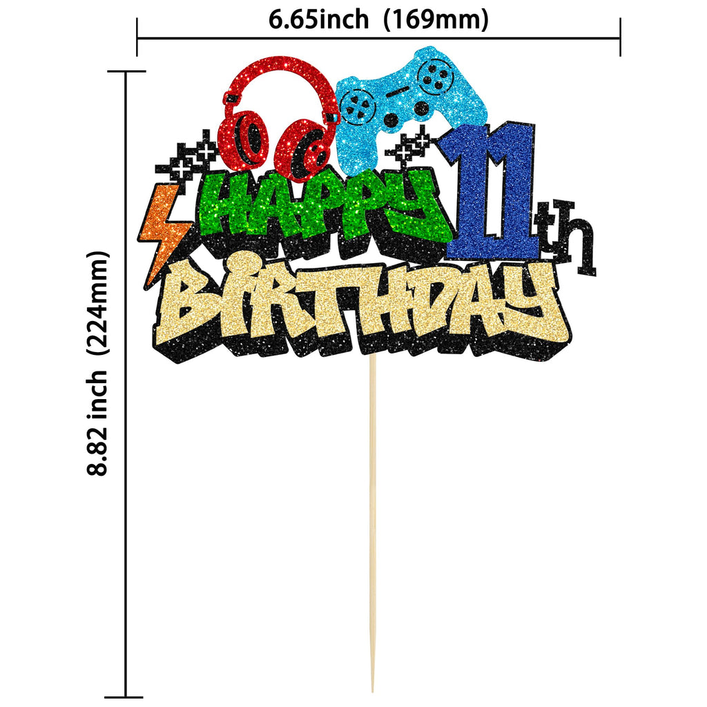 Gyufise 1Pcs 11th Birthday Video Game Cake Topper – Gaming Level Unlocked Controller Theme