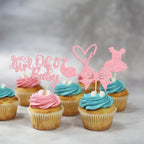 Gyufise 36-Pack Oh Baby Cupcake Toppers – Girl Theme Pink Glitter Cake Picks