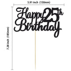 Gyufise 25th Birthday Cake Topper – Glitter Black, 1Pc | Cheers to 25 Years