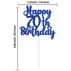 Gyufise 70th Birthday Cake Topper – Glitter 70 & Fabulous (Blue), Cheers to 70 Years
