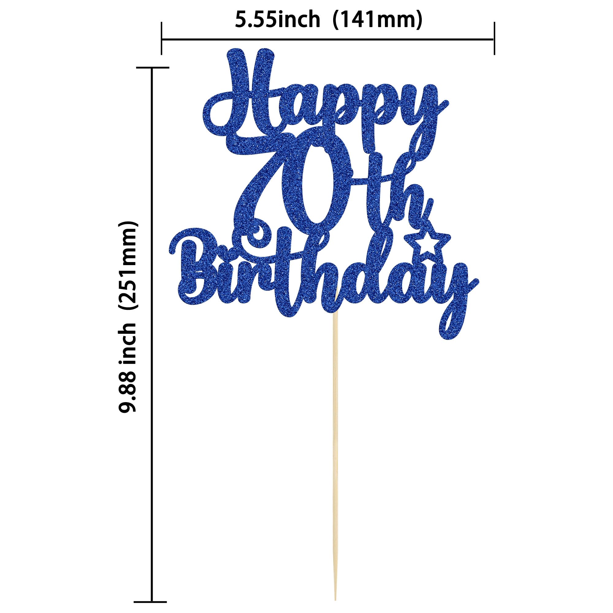 Gyufise 70th Birthday Cake Topper – Glitter 70 & Fabulous (Blue), Cheers to 70 Years