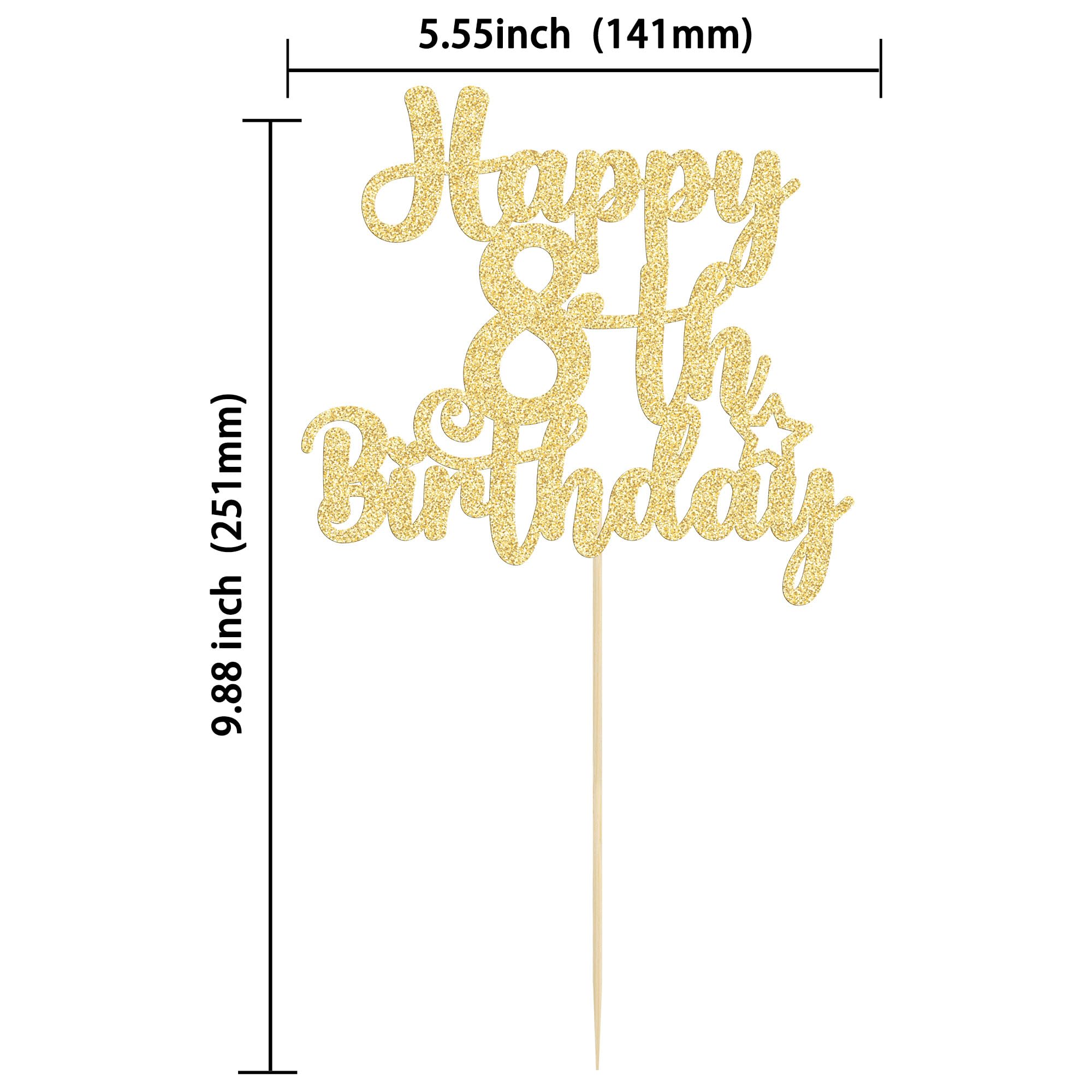 Gyufise Happy 8th Birthday Cake Topper – Glitter Gold, 8 & Fabulous, Cheers to 8 Years
