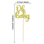Gyufise 36 Pack Oh Baby Cupcake Toppers – Glitter Gold Cake Decorations for Baby Shower & Birthday