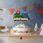 Gyufise Happy 14th Birthday Cake Topper – Glitter Video Game Cake Pick, Game On