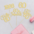 Gyufise 30Pcs 60th Birthday Cupcake Toppers – Gold Cake Decorations for 60th Birthday & Anniversary