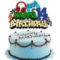 Gyufise Happy 14th Birthday Cake Topper – Glitter Video Game Cake Pick, Game On