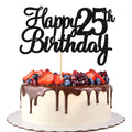 Gyufise 25th Birthday Cake Topper – Glitter Black, 1Pc | Cheers to 25 Years