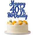 Gyufise 1Pcs Happy 40th Birthday Cake Topper – Glitter 'Cheers to 40 Years' (Blue)