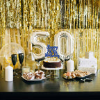 Gyufise Happy 50th Birthday Cake Topper – Blue Glitter, 50 & Fabulous Cheers to 50 Years Old