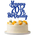 Gyufise 70th Birthday Cake Topper – Glitter 70 & Fabulous (Blue), Cheers to 70 Years