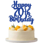 Gyufise 70th Birthday Cake Topper – Glitter 70 & Fabulous (Blue), Cheers to 70 Years