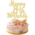 Gyufise Happy 8th Birthday Cake Topper – Glitter Gold, 8 & Fabulous, Cheers to 8 Years