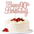 Gyufise 90th Birthday Cake Topper – Rose Gold Glitter, Ready-to-Insert